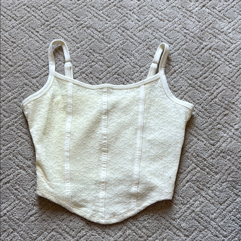 Hollister Cream Sleeveless Bustier Camisole Crop Top